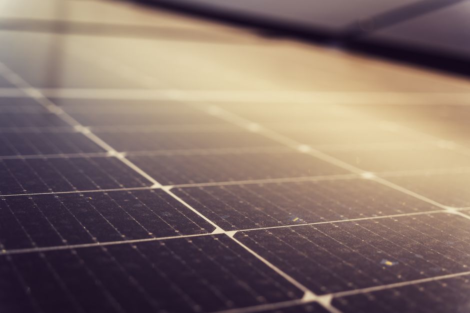 Sunlight hitting a modern solar cell